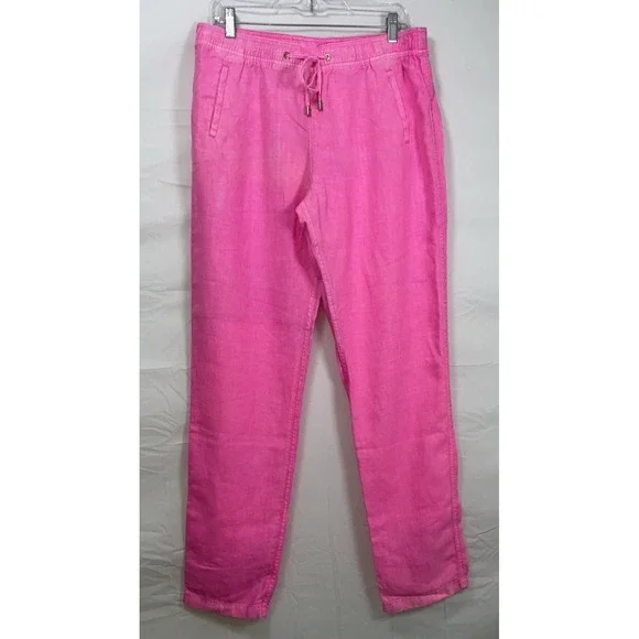 NWT Lilly Pulitzer Linen Taron Pants Pink Isle - Large (34" X 32") - Picture 1 of 7